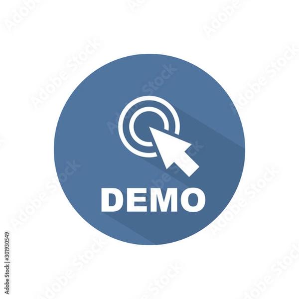 Obraz Demo with cursor sign icon. Demonstration symbol. Circle flat button. Modern UI website navigation. Vector