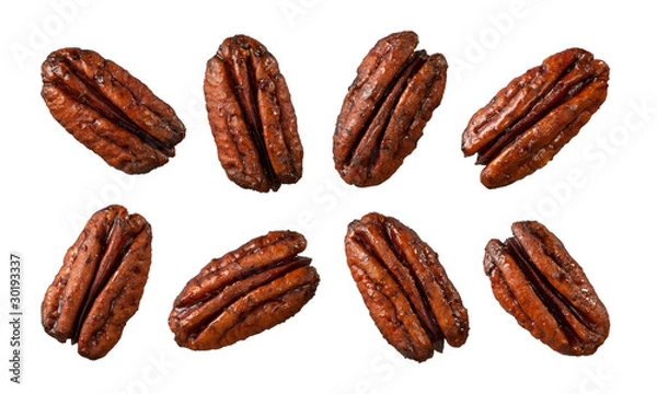Obraz Caramelized Pecans isolated on white