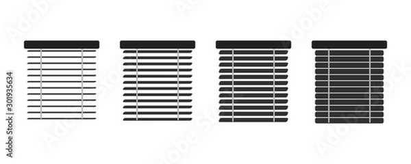 Obraz  Set of isolated icons window blinds. Jalousie set, Interior design, vector illustration.
