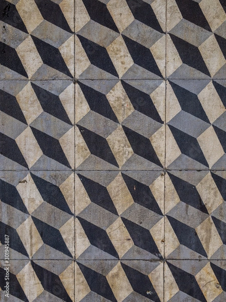 Obraz Vintage Tiles with geometric optical illusion pattern