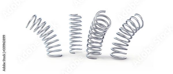 Obraz metal jumping spring isolated on a white background 3D illustration, 3D rendering