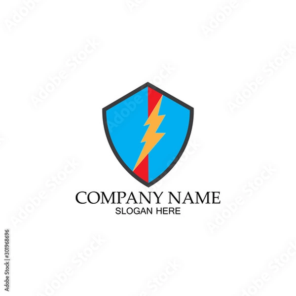 Fototapeta thunder shield vector logo template.this graphic suitable for electric business-vector