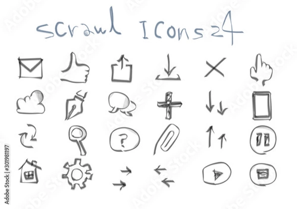 Fototapeta ビジネスアイコンセット_手書き_WEB素材