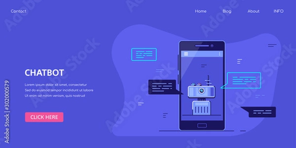 Obraz Chatbot Banner Concept Design, Stock Vector Illustration