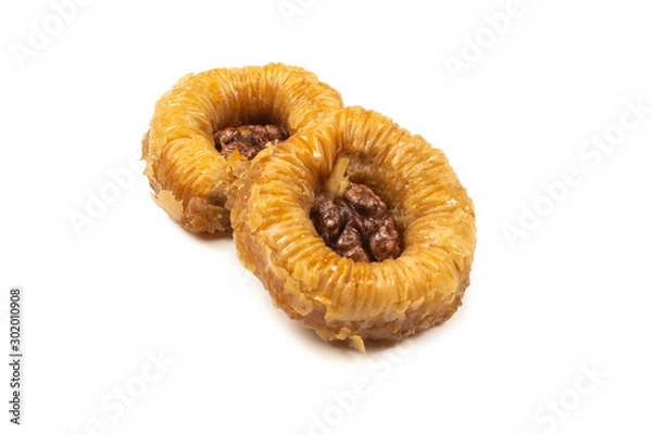 Fototapeta Tasty baklava isolated on white background.