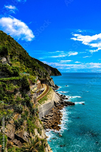 Obraz  The rail line servicing Manarola village which is a small village in the Liguria region of Italy known as Cinque Terra