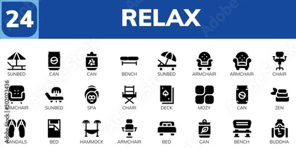 Fototapeta Modern Simple Set of relax Vector filled Icons