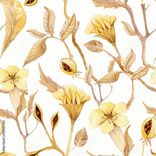 Fototapeta Abstract yellow flowers pattern