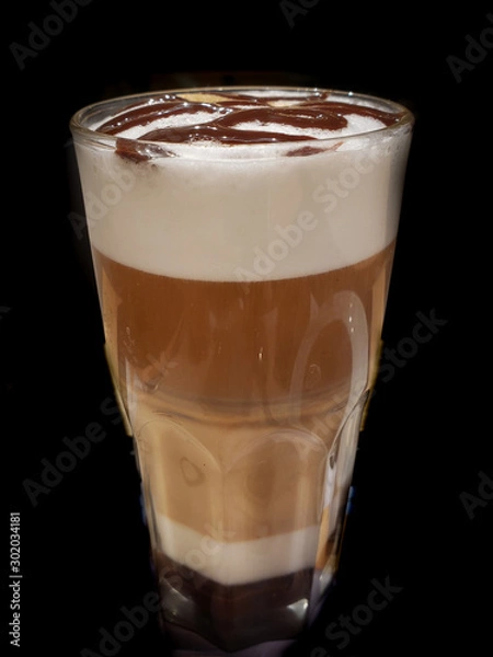 Obraz Five layered cappuccino coffee with chocolate laced topping