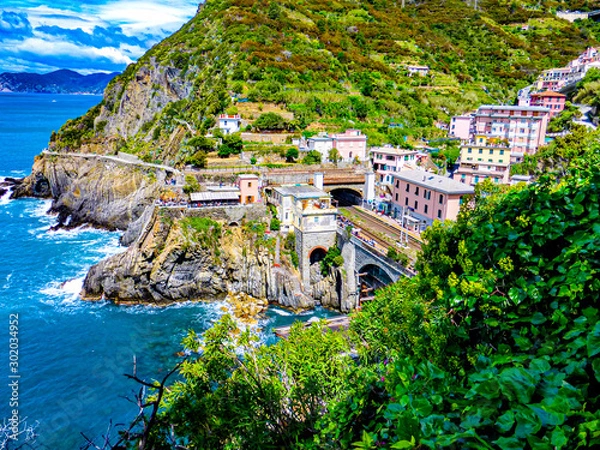 Obraz exploring the back trails around the  Riomaggiore village which is a small village in the Liguria region of Italy.