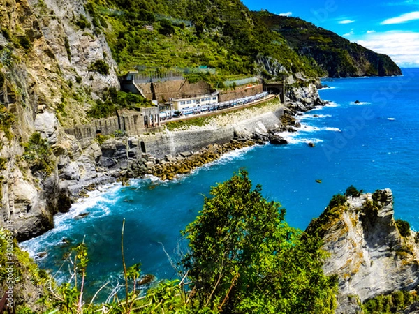 Obraz Exploring the costal village of Monarola,  which is a small village in the Liguria region of Italy known as Cinque Terra