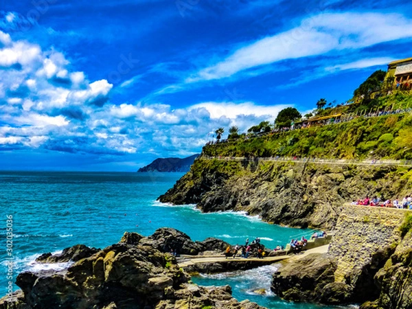 Obraz Exploring the costal village of Monarola,  which is a small village in the Liguria region of Italy known as Cinque Terra