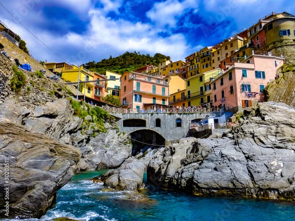 Obraz  exploring the costal village of Monarola, which is a small village in the Liguria region of Italy known as Cinque Terra