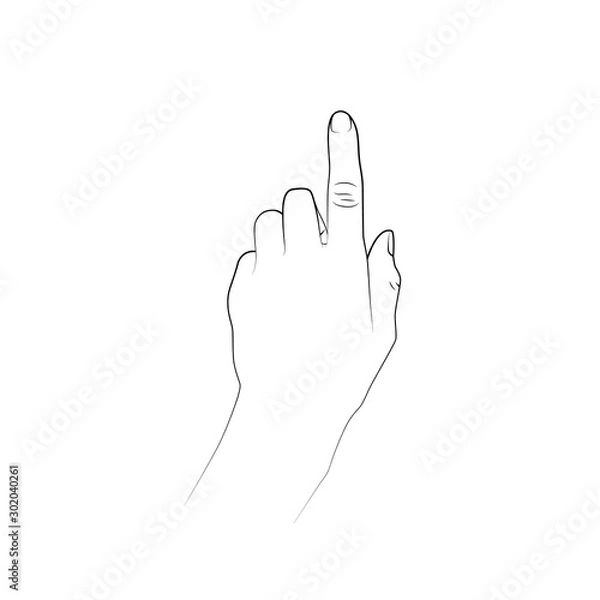 Fototapeta Finger pushing a button. Linear vector illustration.