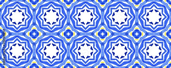Obraz Islamic  ornament pattern design use for fashion design, decor, scrapbooking, fabric, ceramic, napkin print. Traditional Arabian style, blue  geometry of vintage mosaic .