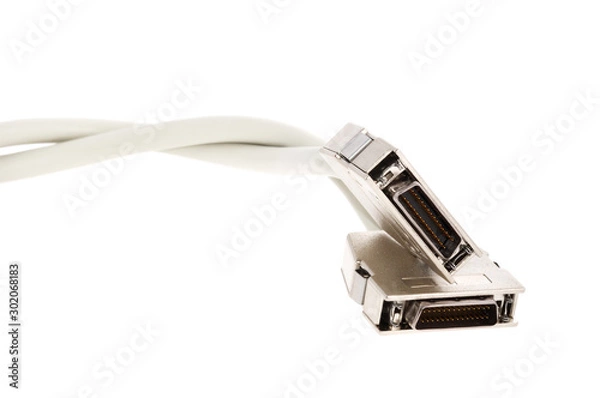 Fototapeta SCSI computer connection cables isolated on white