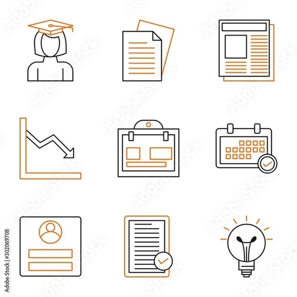 Fototapeta Set of 9 Universal Pixel Perfect Icons
