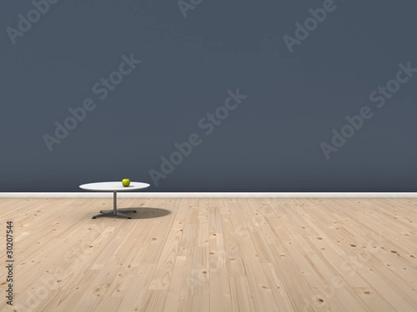 Obraz blaue Wand mit Apfel