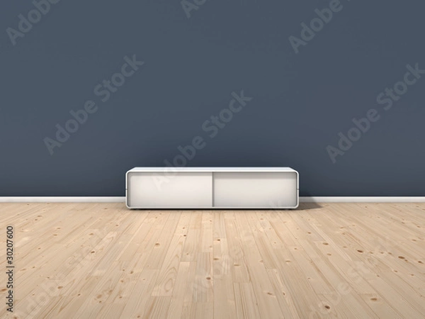 Obraz blaue Wand mit Lowboard