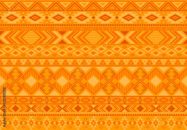 Fototapeta Indian pattern tribal ethnic motifs geometric seamless vector background. Graphic indonesian tribal motifs clothing fabric textile print traditional design with triangle and rhombus shapes.