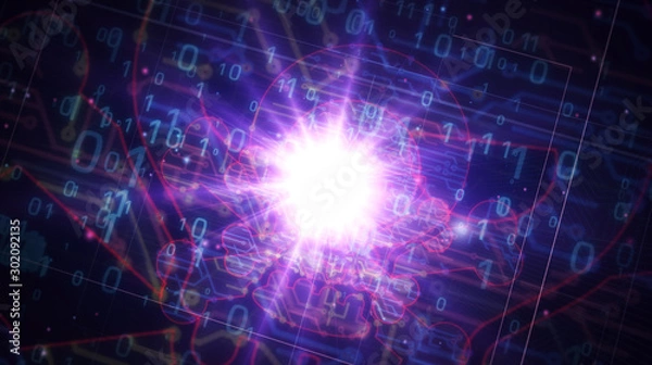 Obraz Cyber crime with skull sign futuristic illustration