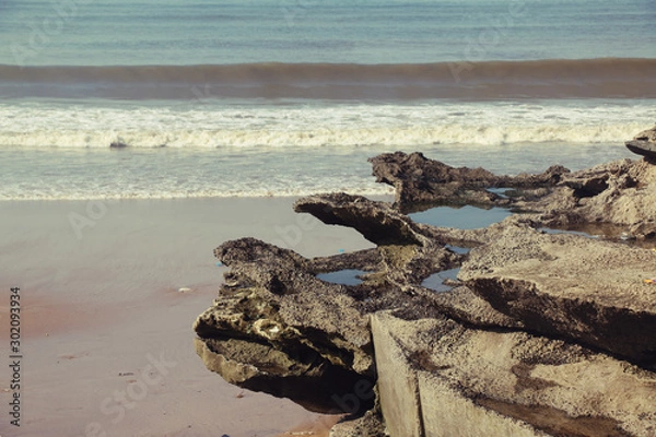 Obraz Rock and sea view from beach in morning