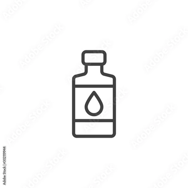 Fototapeta Oil bottle line icon. linear style sign for mobile concept and web design. Petroleum oil bottle outline vector icon. Symbol, logo illustration. Vector graphics