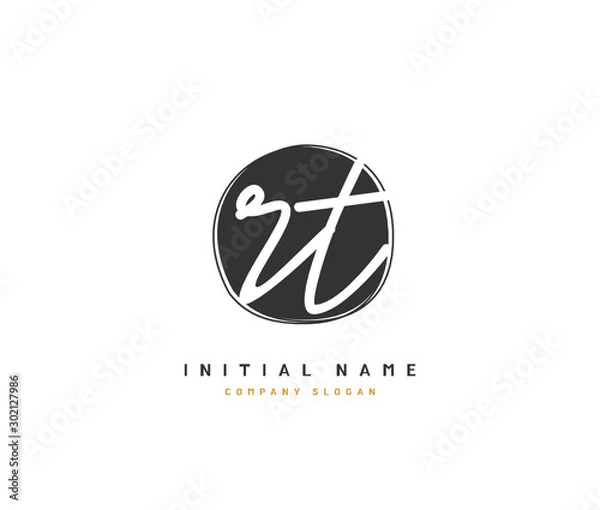 Obraz R T RT Beauty vector initial logo, handwriting logo of initial signature, wedding, fashion, jewerly, boutique, floral and botanical with creative template for any company or business.