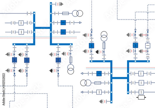 Obraz Electric wiring diagram for power transformers