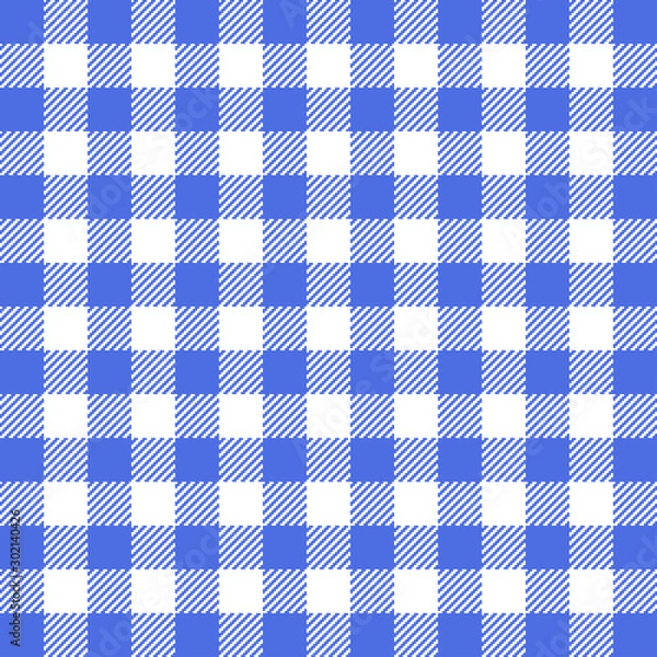 Fototapeta Blue Gingham seamless pattern.