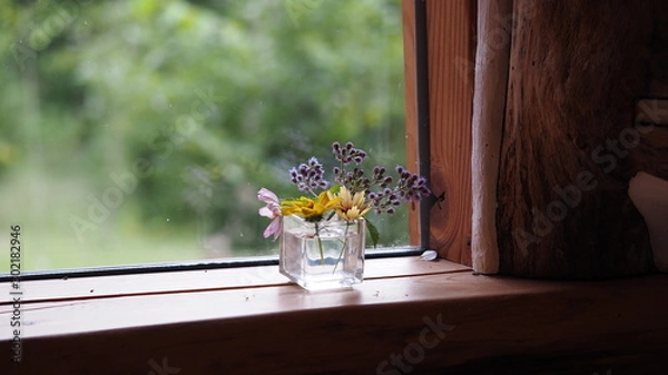 Fototapeta 窓辺の花瓶