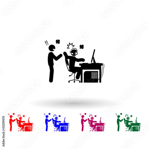 Fototapeta Man addiction multi color icon. Simple glyph, flat vector of gamer icons for ui and ux, website or mobile application