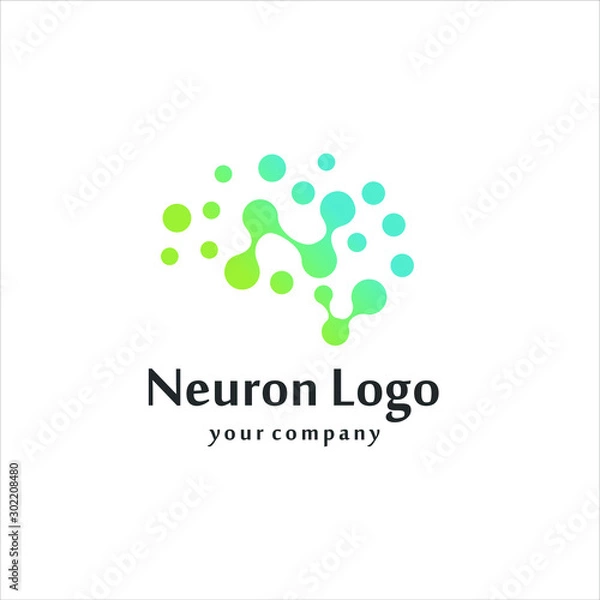 Fototapeta Brain logo / Neuron Nerve or Seaweed logo design inspiration