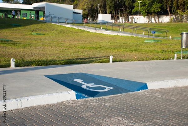 Obraz  Sidewalk with ramp for wheelchair access. Joao Pessoa, Paraiba, Brazil