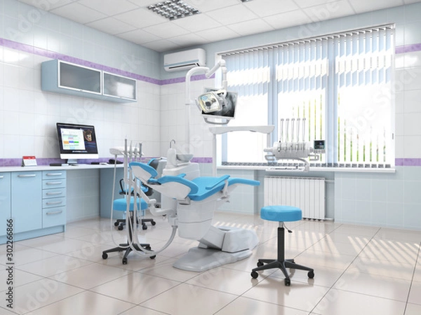 Fototapeta Renderowania 3D nowoczesny gabinet dentystyczny
