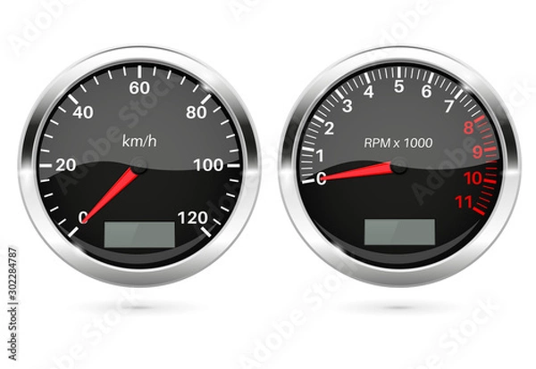 Fototapeta Speedometer and Tachometer