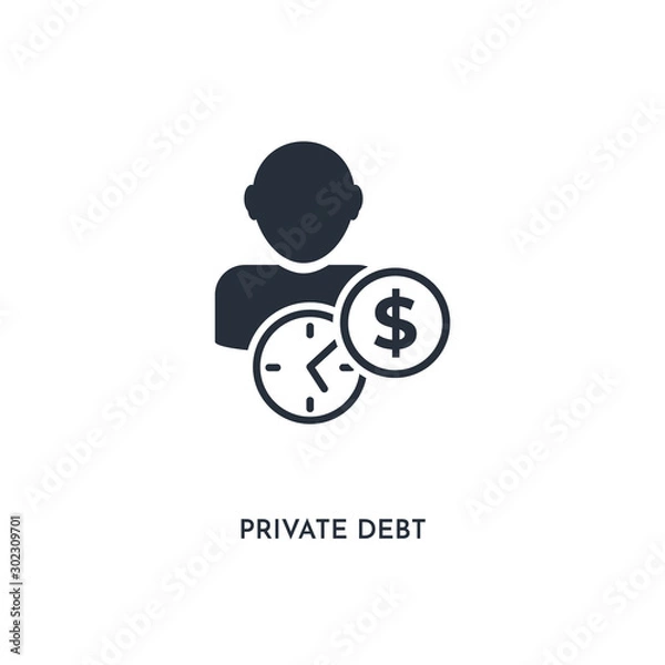Fototapeta private debt icon. simple element illustration. isolated trendy filled private debt icon on white background. can be used for web, mobile, ui.