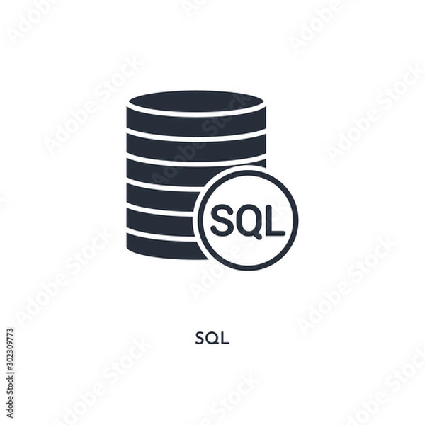 Fototapeta sql icon. simple element illustration. isolated trendy filled sql icon on white background. can be used for web, mobile, ui.