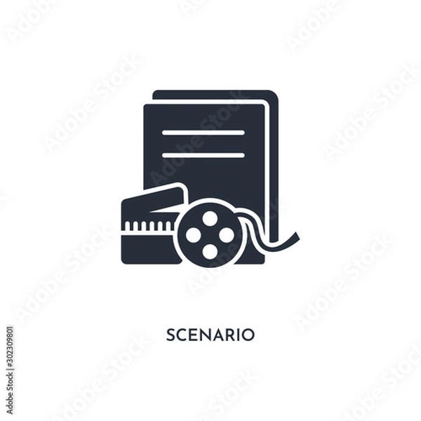 Fototapeta scenario icon. simple element illustration. isolated trendy filled scenario icon on white background. can be used for web, mobile, ui.