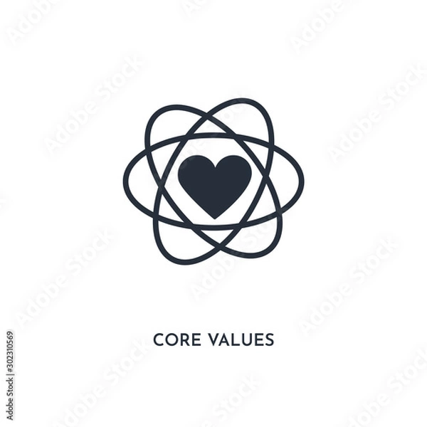 Fototapeta core values icon. simple element illustration. isolated trendy filled core values icon on white background. can be used for web, mobile, ui.