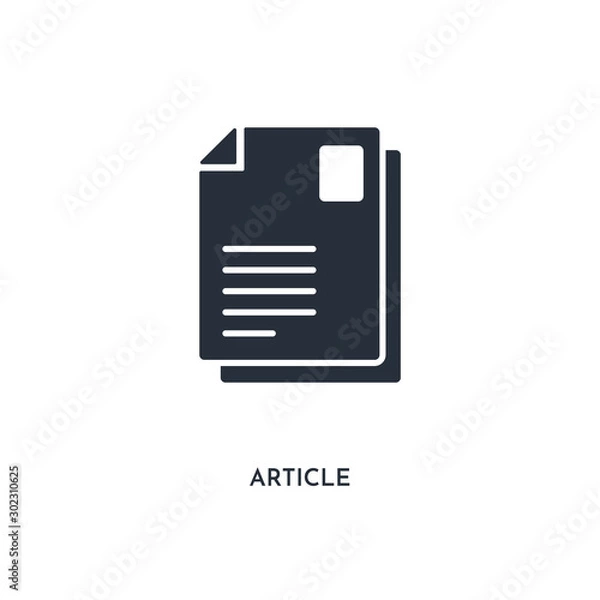 Fototapeta article icon. simple element illustration. isolated trendy filled article icon on white background. can be used for web, mobile, ui.