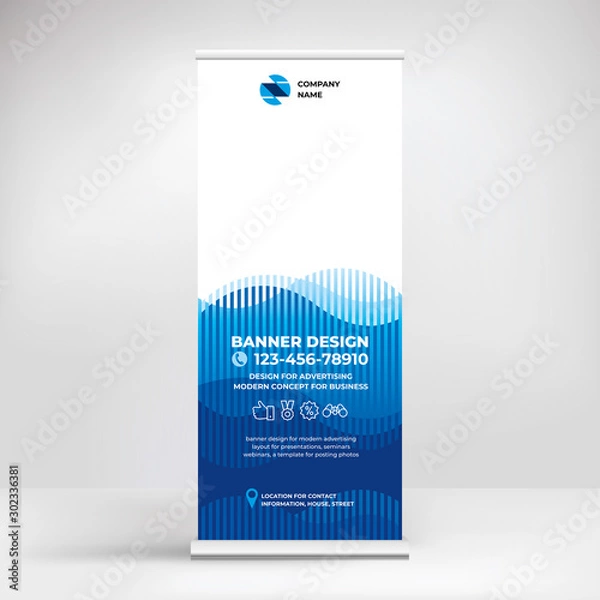 Fototapeta Trendy design of advertising banner roll-up, in a modern graphic style