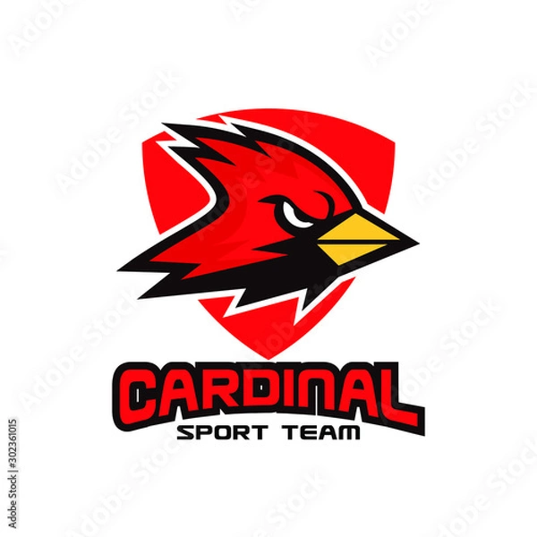 Obraz cardinal bird red logo with black background icon design vector