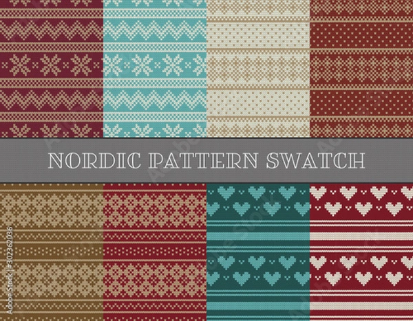 Obraz ノルディック柄のパターンスウォッチセット　カラー