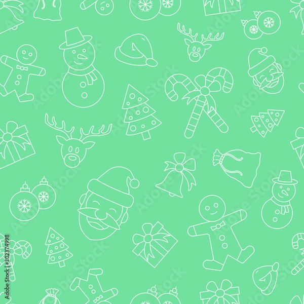 Fototapeta Christmas holiday background - Vector seamless pattern of winter decoration for graphic design