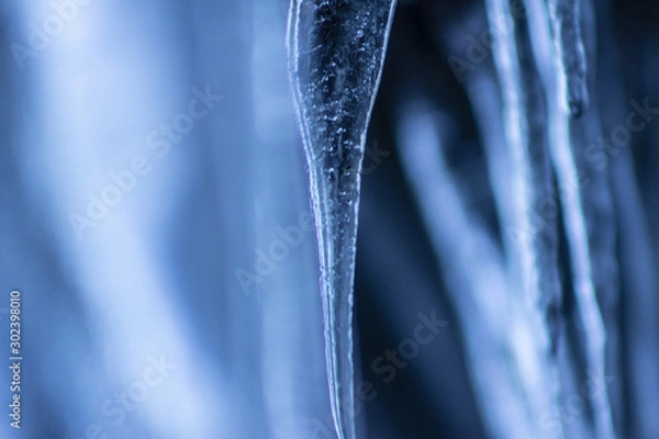 Fototapeta Ice, Icicle closeup macro blue cold winter 