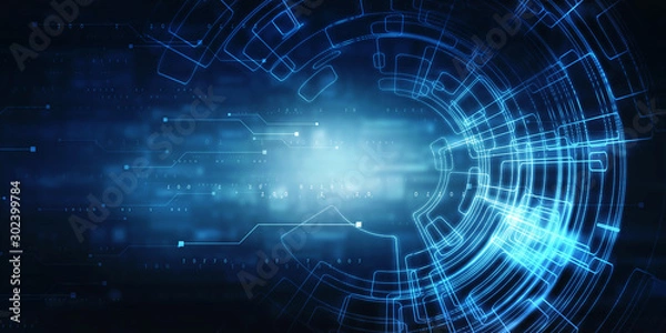 Fototapeta 2d ilustracji Streszczenie futurystycznym tle technologii obwodu elektronicznego