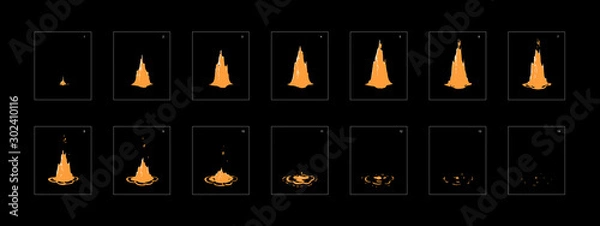 Fototapeta Dripping dust special effect animation. dust effect frame by frame animation sprite sheet. classic animation for game development, motion graphic or mobile games.