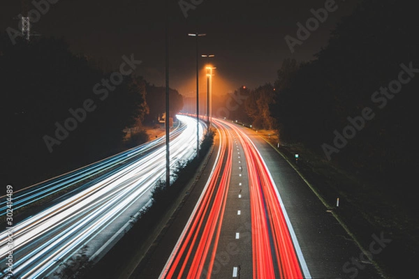 Obraz traffic on highway at night