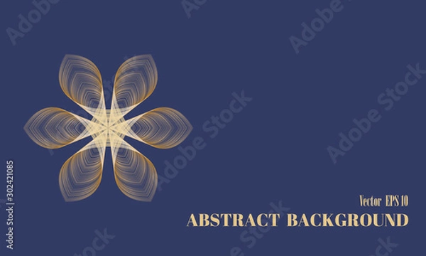Fototapeta Abstract background with stylized flower. Multicolored pattern. Illustration in blue and golden shades. Vector EPS10